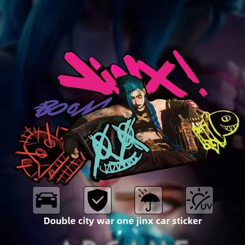 Car Accessories Website - Arcane Jinx Graffiti reflecterende autosticker elektrische